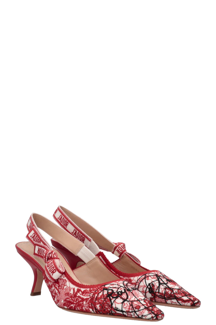 CHRISTIAN DIOR J'Adior Slingback Heels Red White