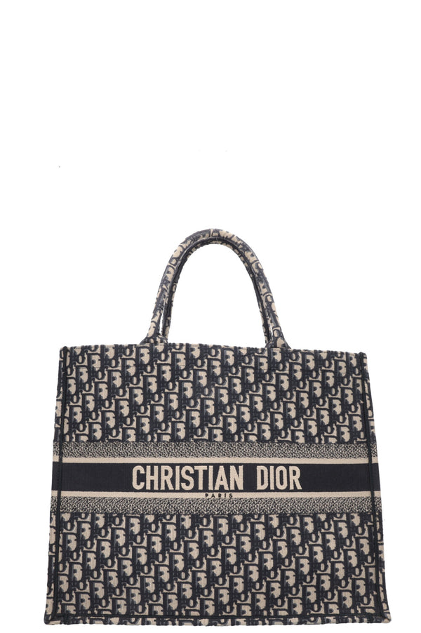 CHRISTIAN DIOR Cabas Book Tote Toile Oblique Bleu Marine