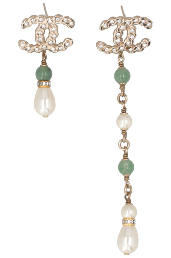 CHANEL 2019 CC Pearl Long Short Earrings