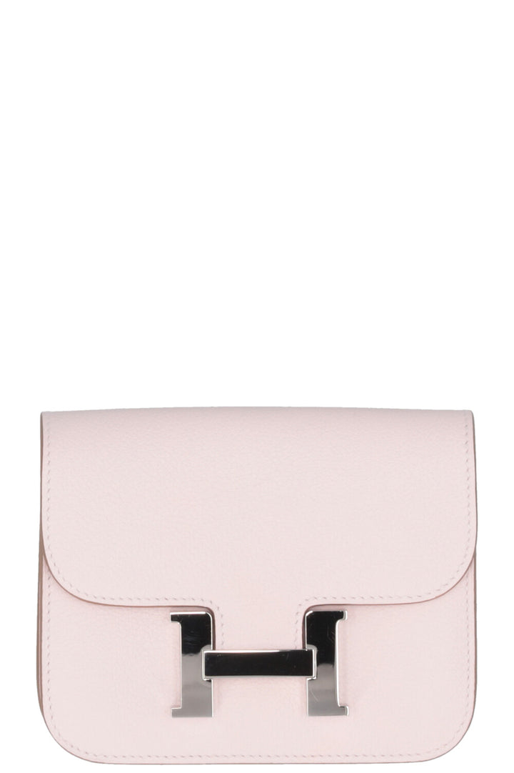 HERMÈS Constance Slim Compact Wallet Evercolor Mauve Pale