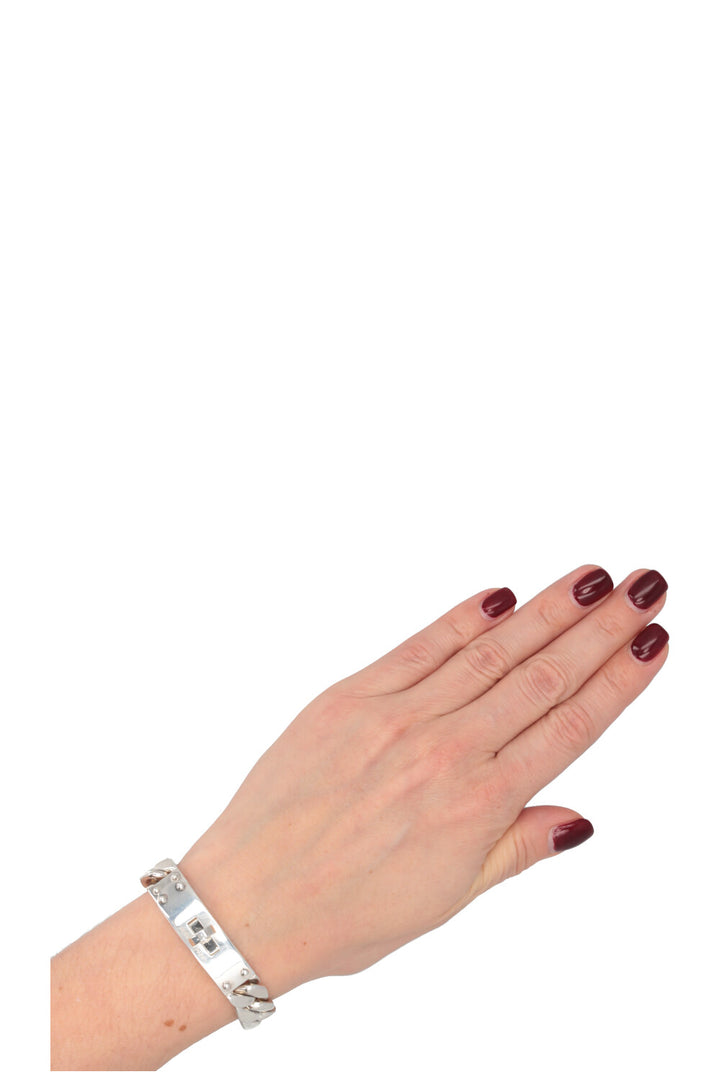 HERMÈS Kelly Gourmette GM Bracelet Silver