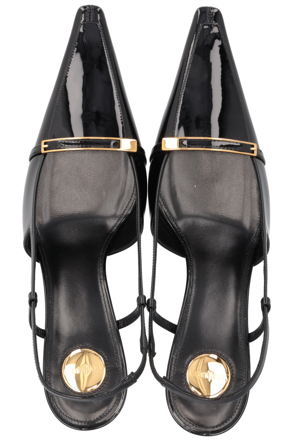 SAINT LAURENT Jacqueline Slingback Heels Patent Black