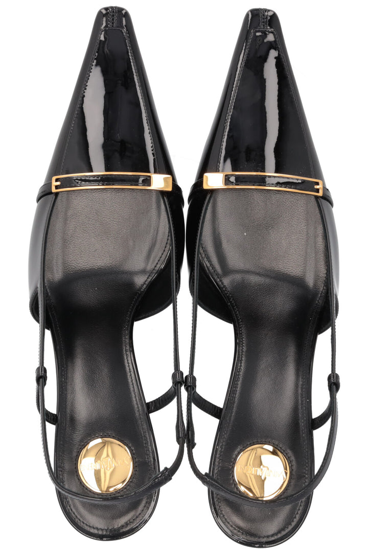 SAINT LAURENT Jacqueline Slingback Heels Patent Black