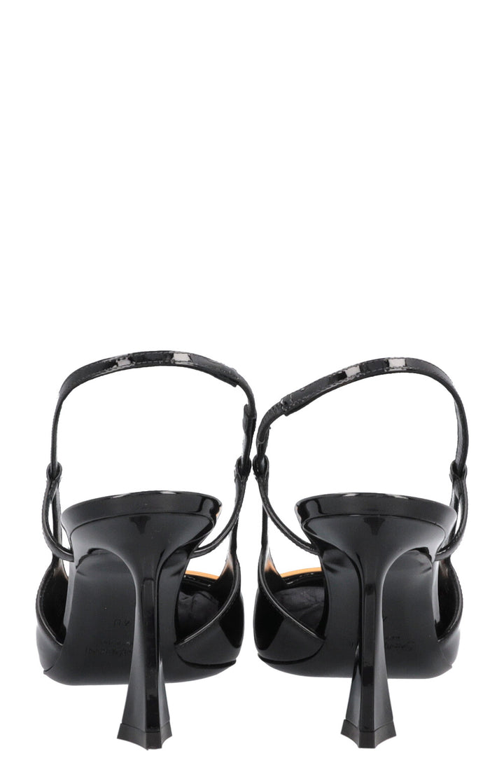 SAINT LAURENT Jacqueline Slingback Heels Patent Black