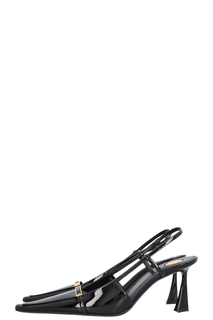 SAINT LAURENT Jacqueline Slingback Heels Patent Black