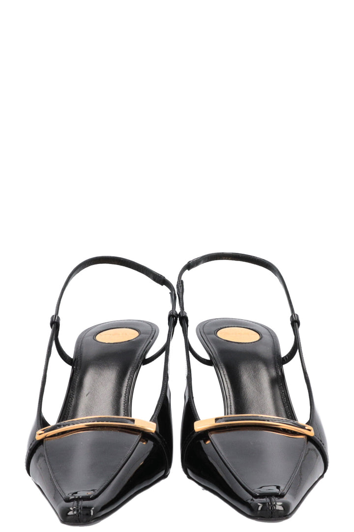 SAINT LAURENT Jacqueline Slingback Heels Patent Black