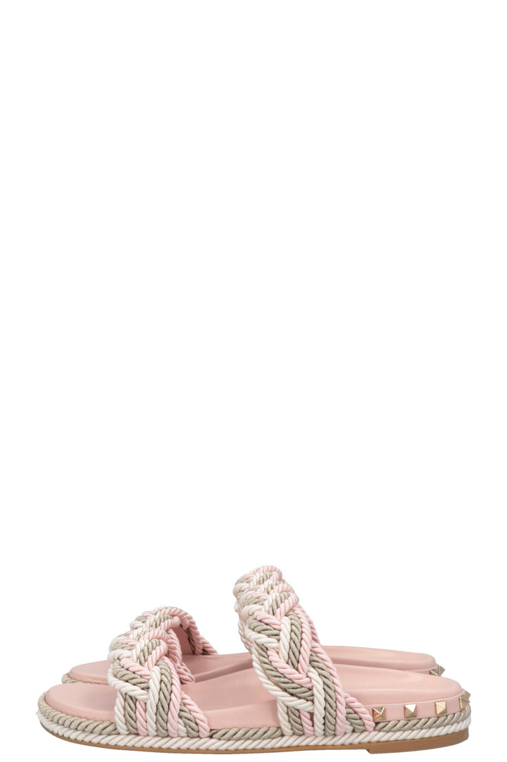 Sandales à cordes VALENTINO Rockstud roses