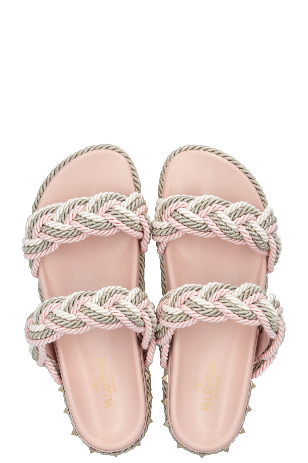 Sandales à cordes VALENTINO Rockstud roses