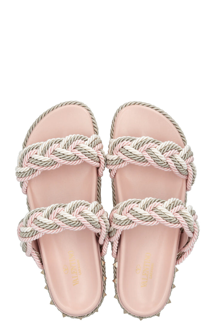 Sandales à cordes VALENTINO Rockstud roses