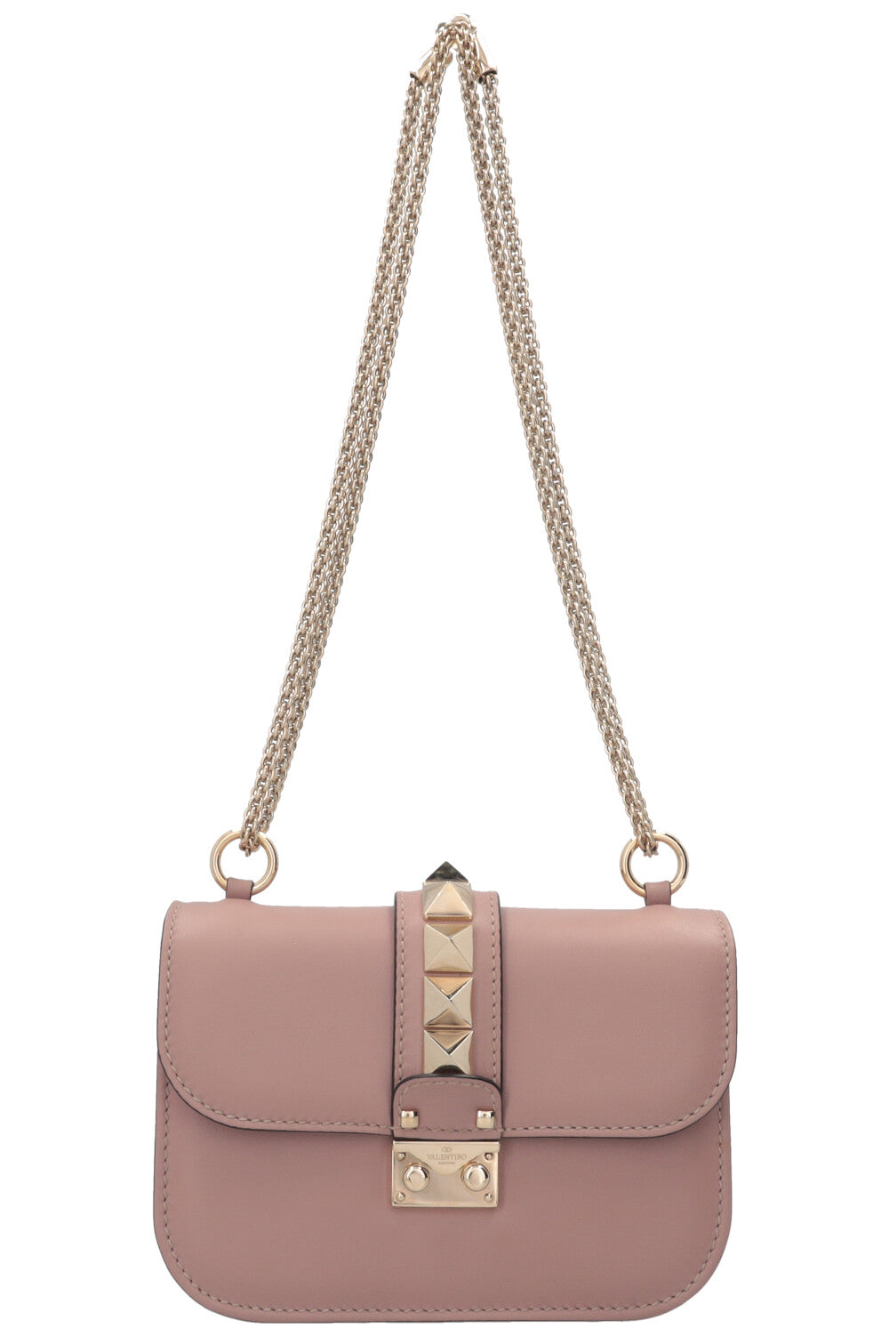 VALENTINO Glam Lock Bag Small Leather Blush Pink