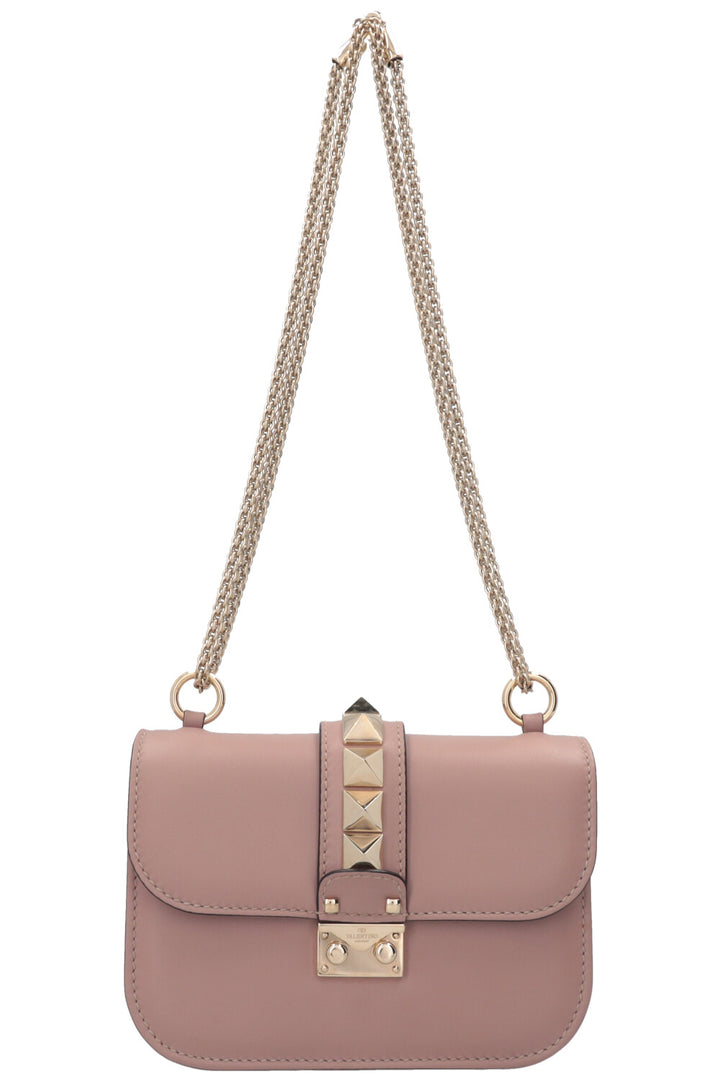 VALENTINO Glam Lock Bag Small Leather Blush Pink