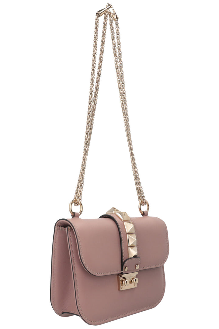 VALENTINO Glam Lock Bag Small Leather Blush Pink