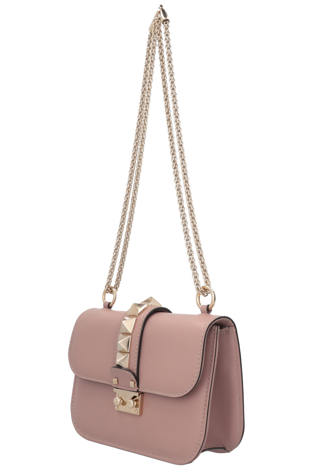 VALENTINO Glam Lock Bag Small Leather Blush Pink