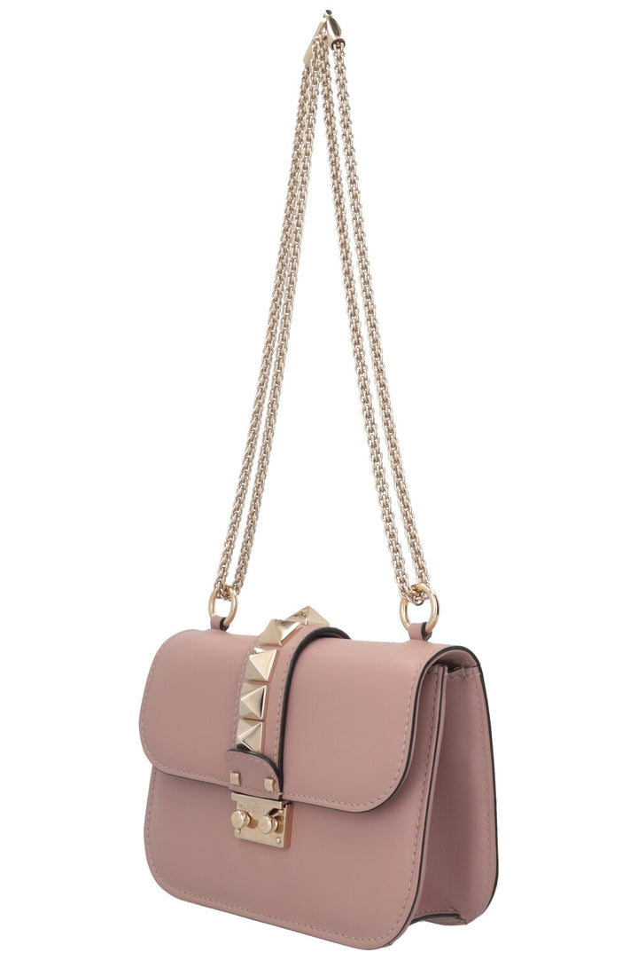 VALENTINO Glam Lock Bag Small Leather Blush Pink