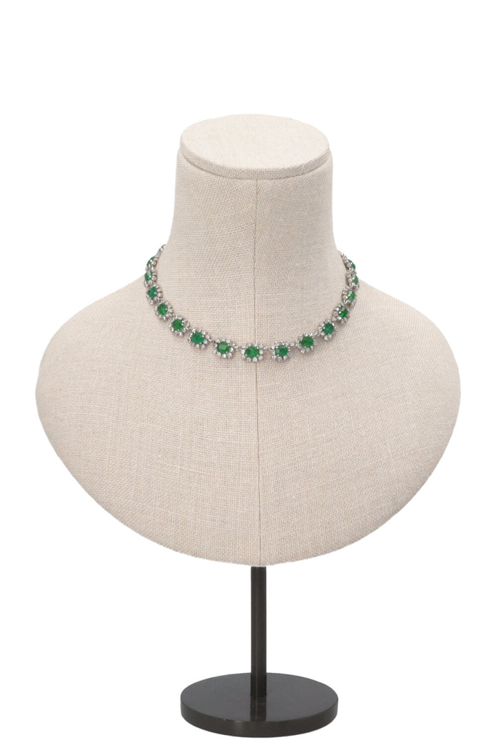CHRISTAN DIOR Vintage Emerald Necklace + Earclips