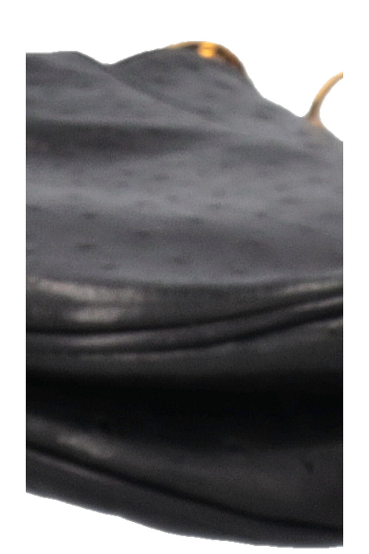 CHRISTIAN DIOR Vintage Saddle Bag Ostrich Black