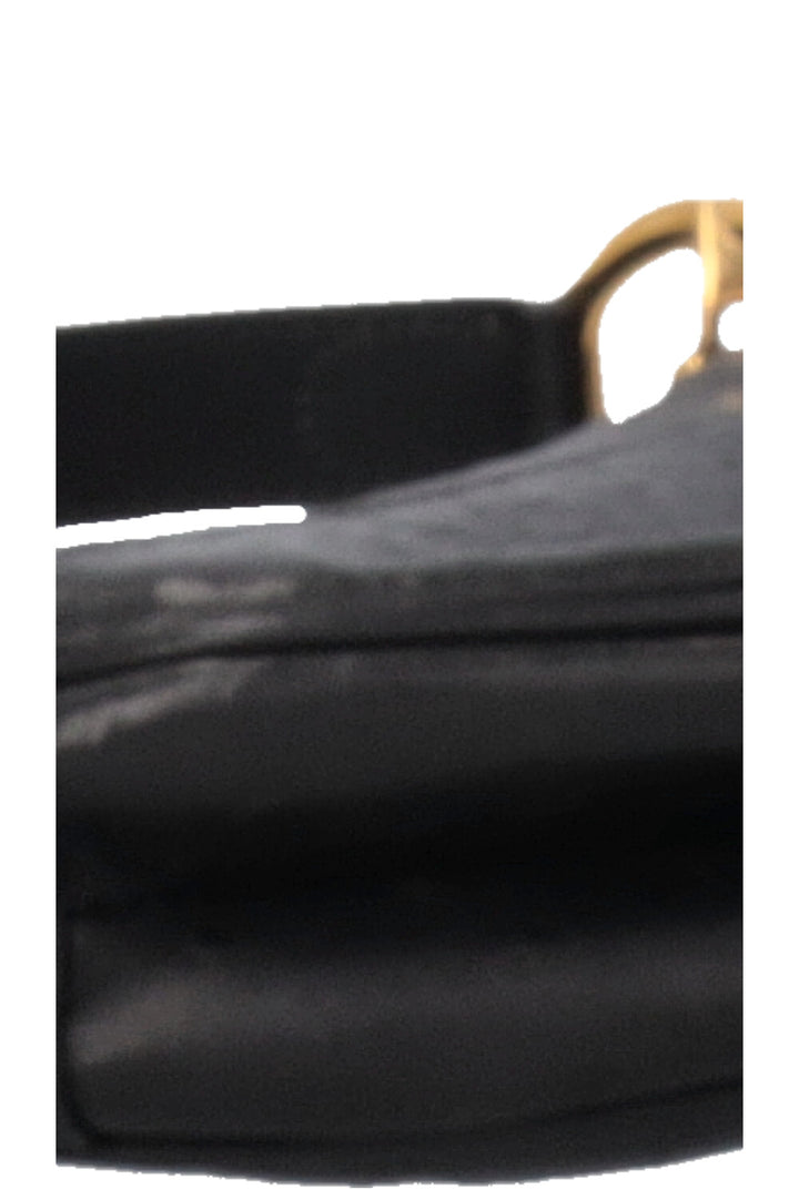 CHRISTIAN DIOR Vintage Saddle Bag Ostrich Black
