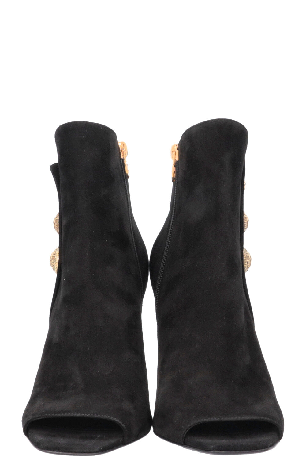 BALMAIN Peeptoe Boots Black Gold
