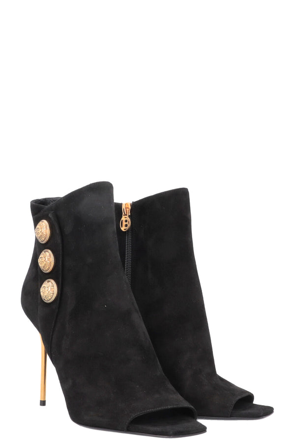 BALMAIN Peep-toe Boots Black Gold