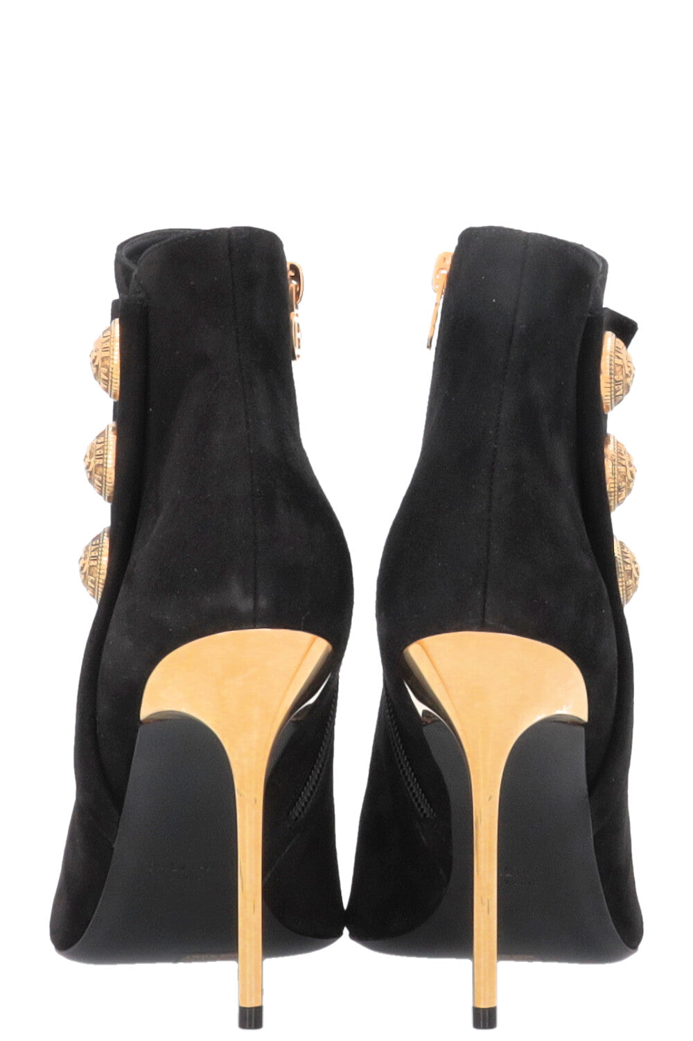 BALMAIN Peeptoe Boots Black Gold