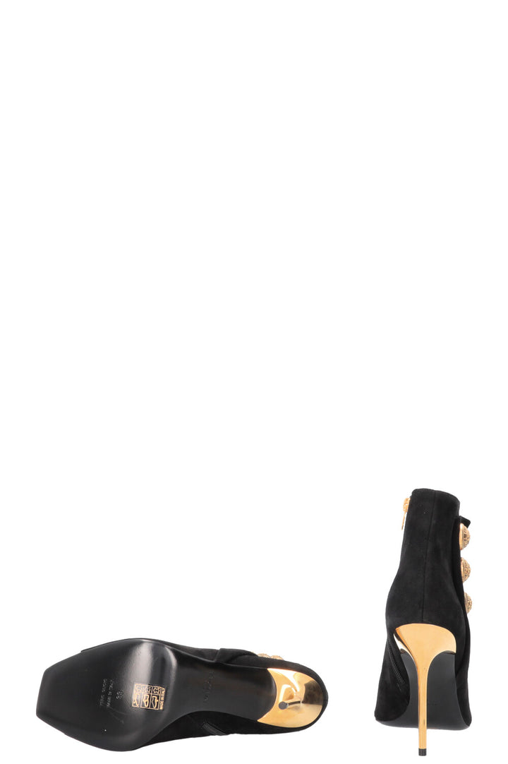 BALMAIN Peeptoe Boots Black Gold