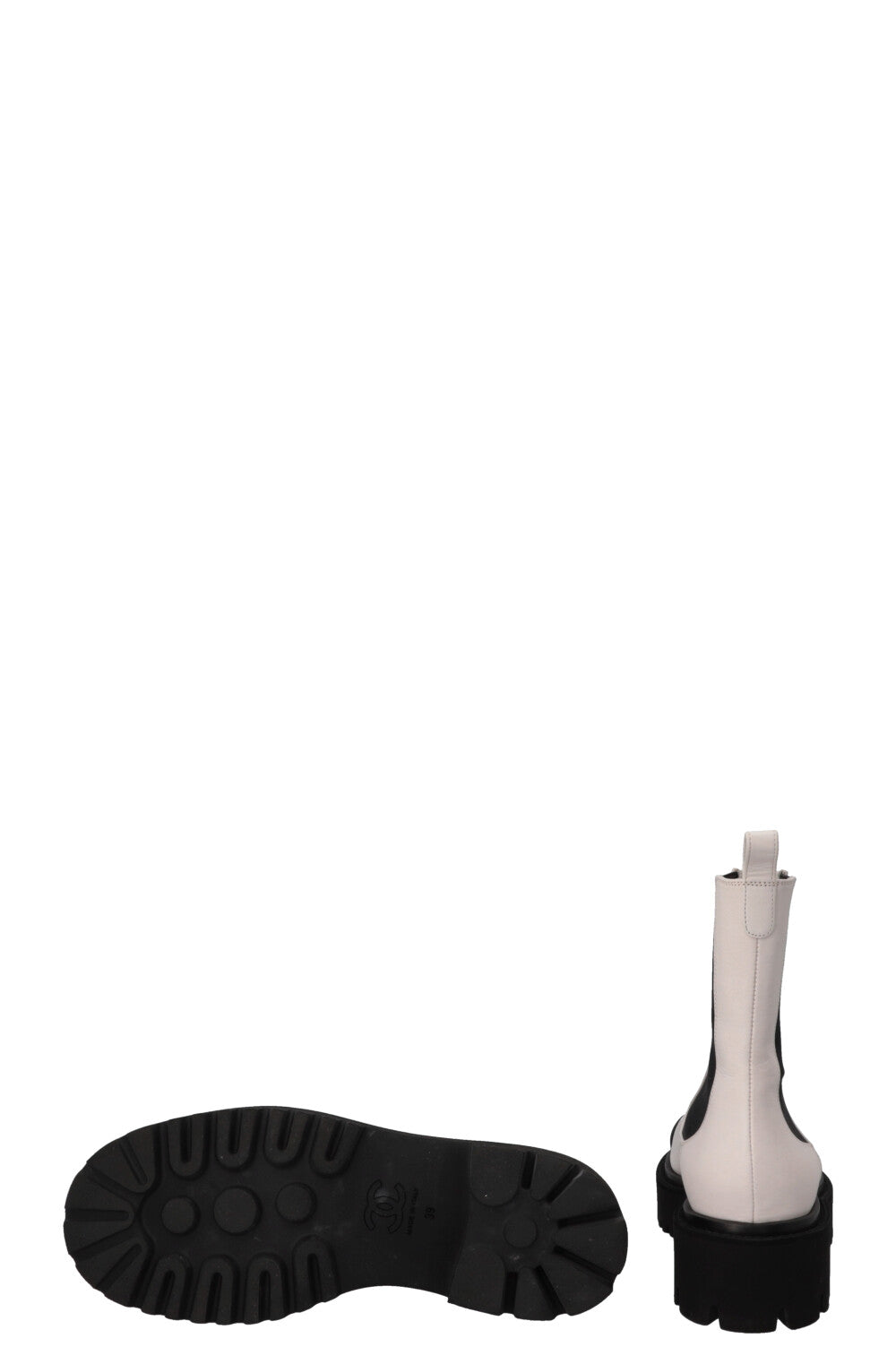 CHANEL Cap Toe CC Ankle Boots White