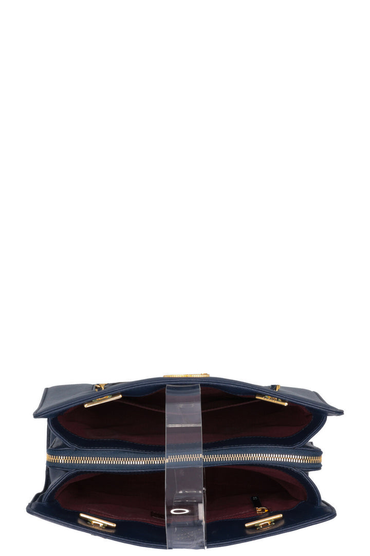 CHANEL Small Mademoiselle CC Quilted Tote Bag Navy