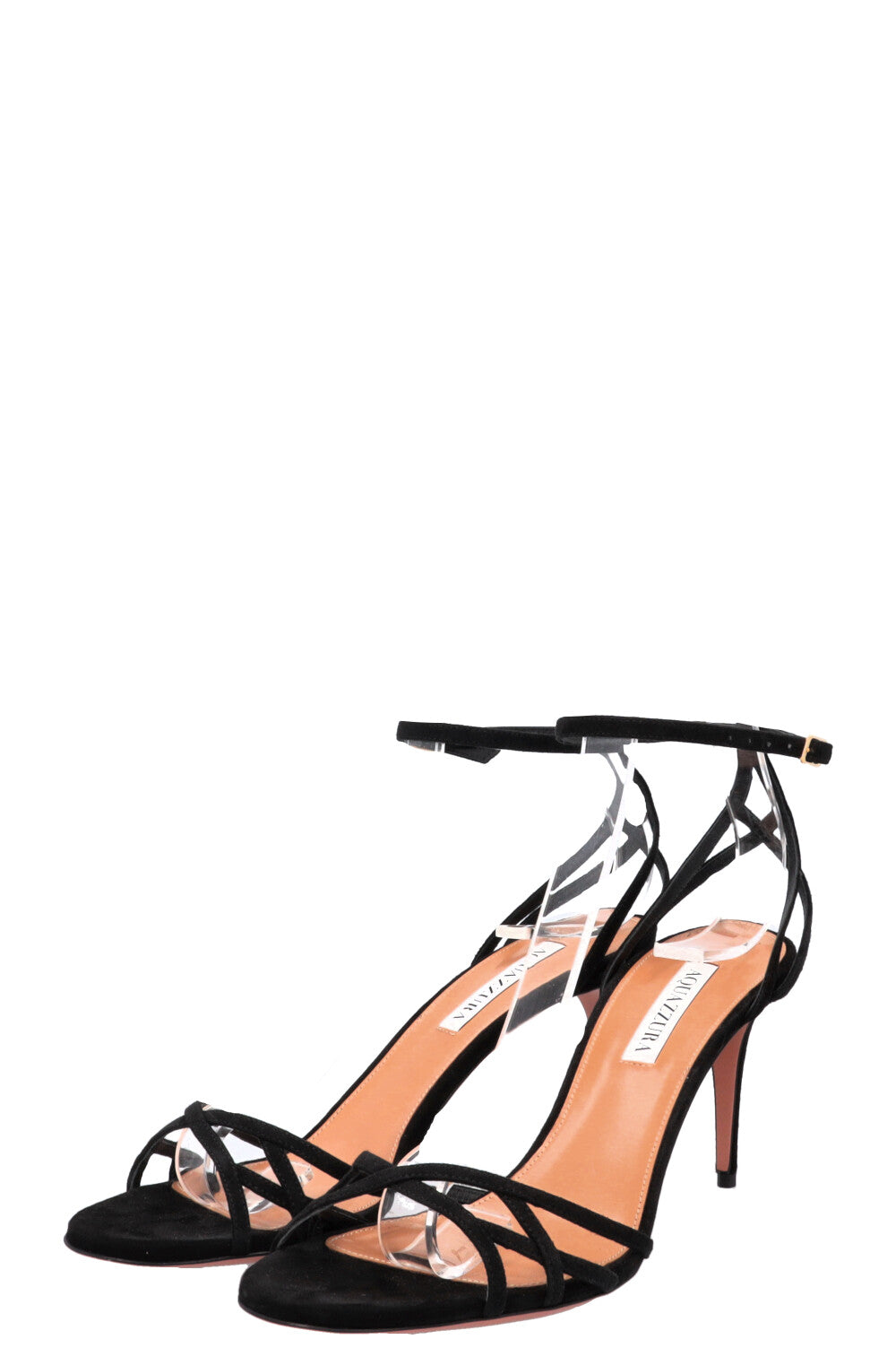AQUAZZURA Talk To Me 75 Sandal Heels Suede Black