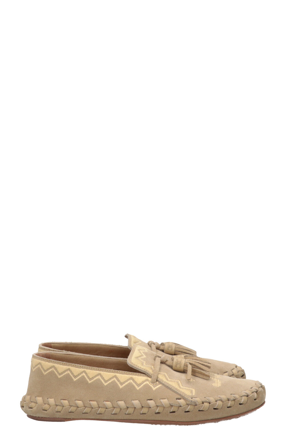 CELINE Tassel Moccasins Suede Grey