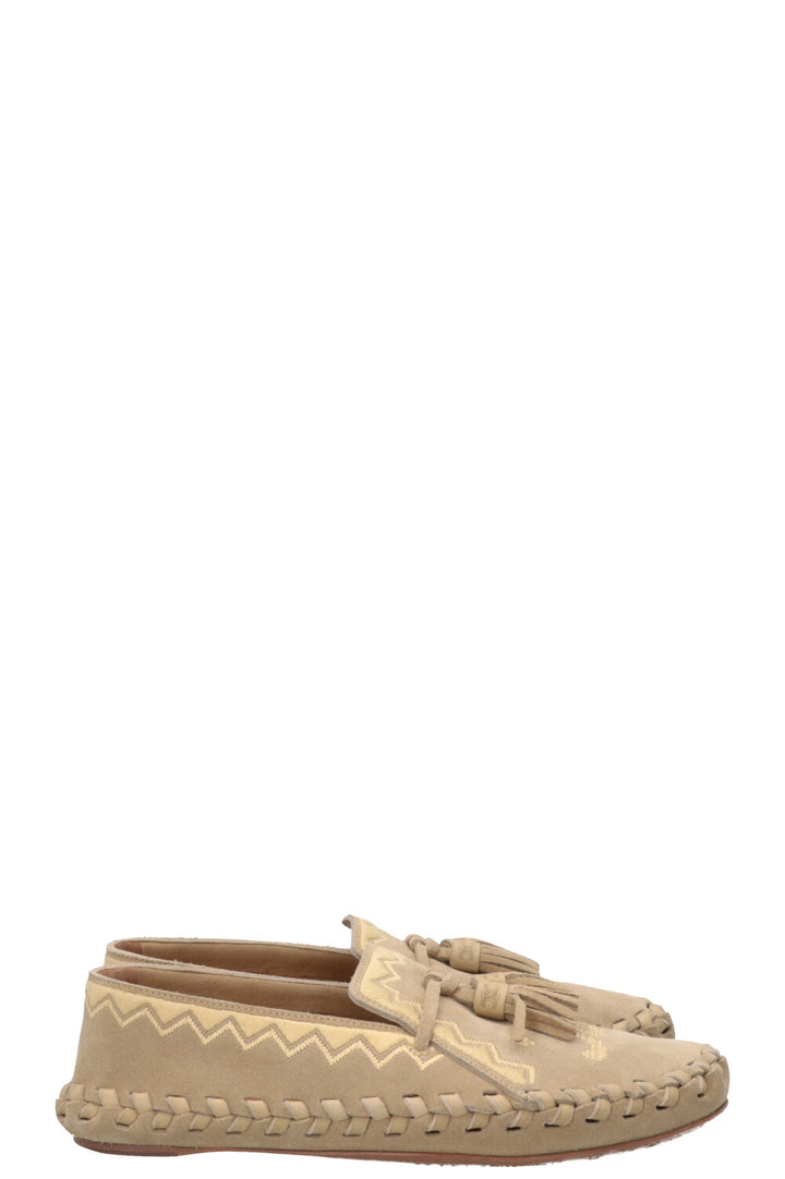 CELINE Tassel Moccasins Suede Grey