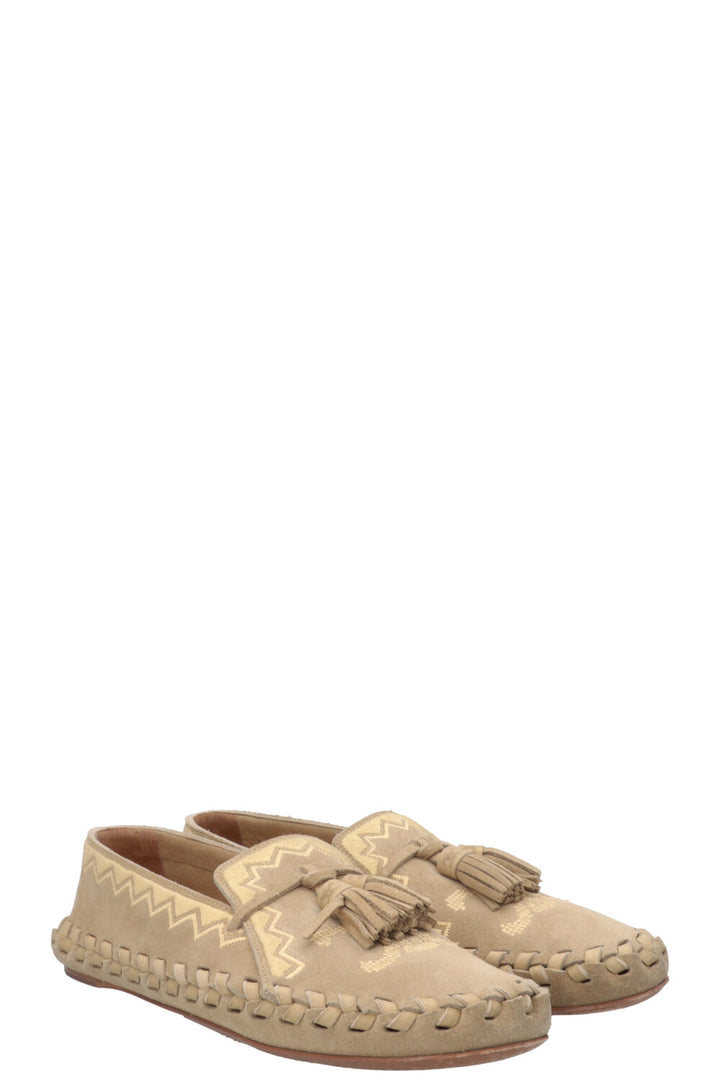 CELINE Tassel Moccasins Suede Grey