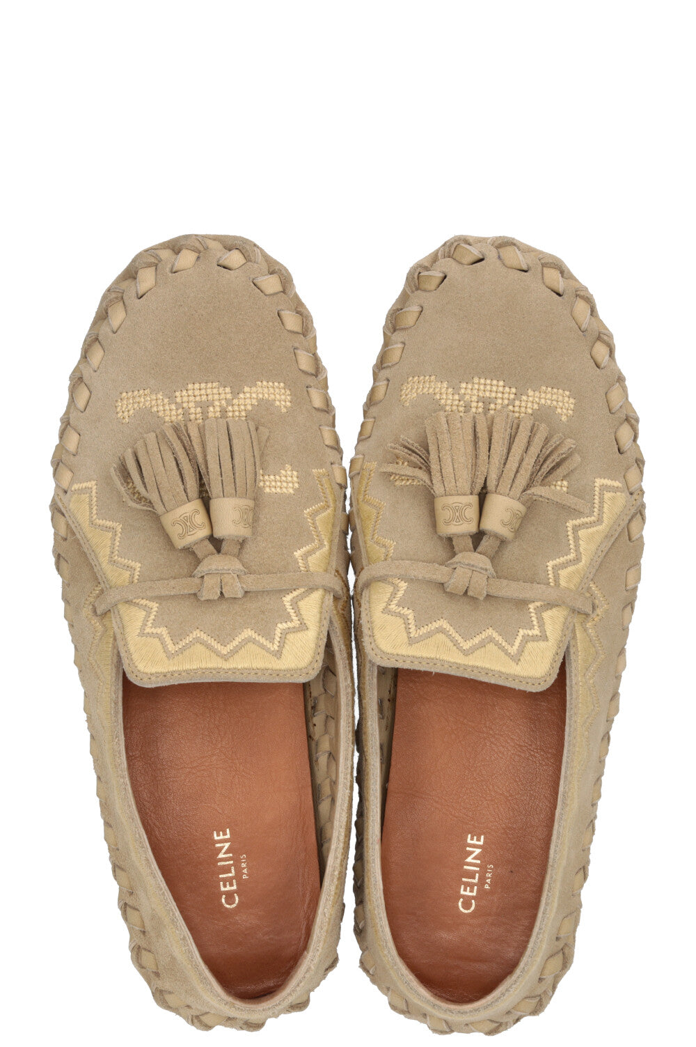 CELINE Tassel Moccasins Suede Grey