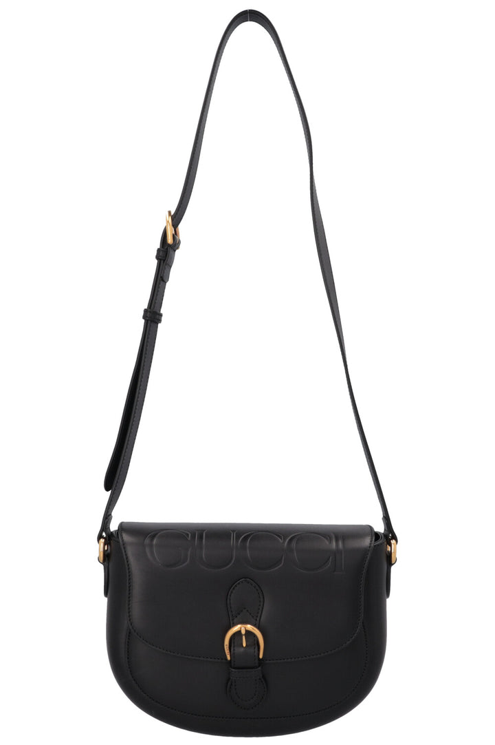 GUCCI Logo Crossbody Bag Leather Black