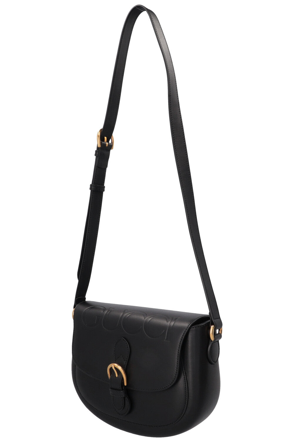 GUCCI Logo Crossbody Bag Leather Black