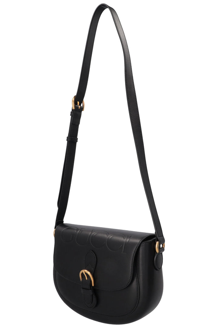 GUCCI Logo Crossbody Bag Leather Black