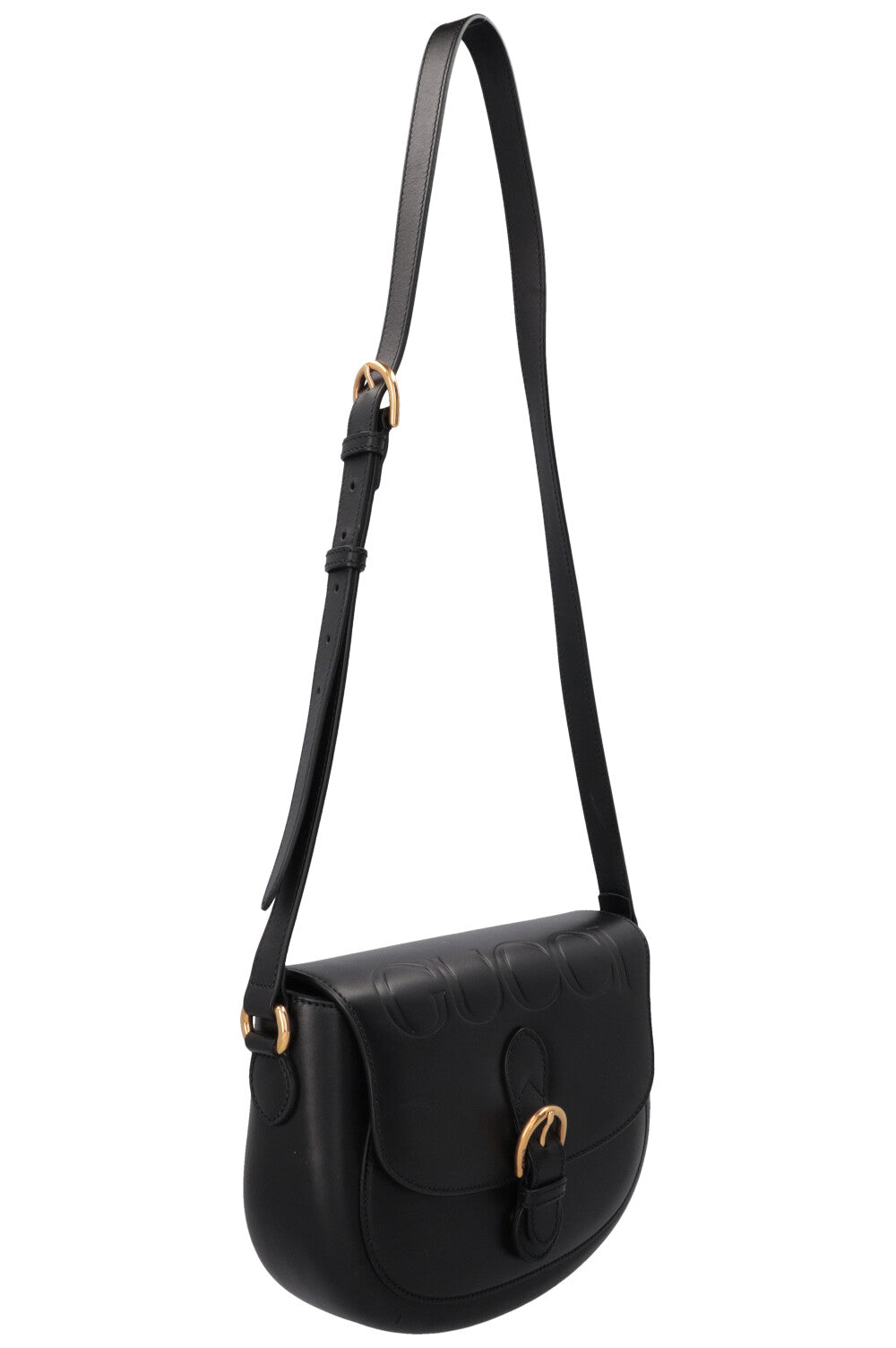 GUCCI Logo Crossbody Bag Leather Black