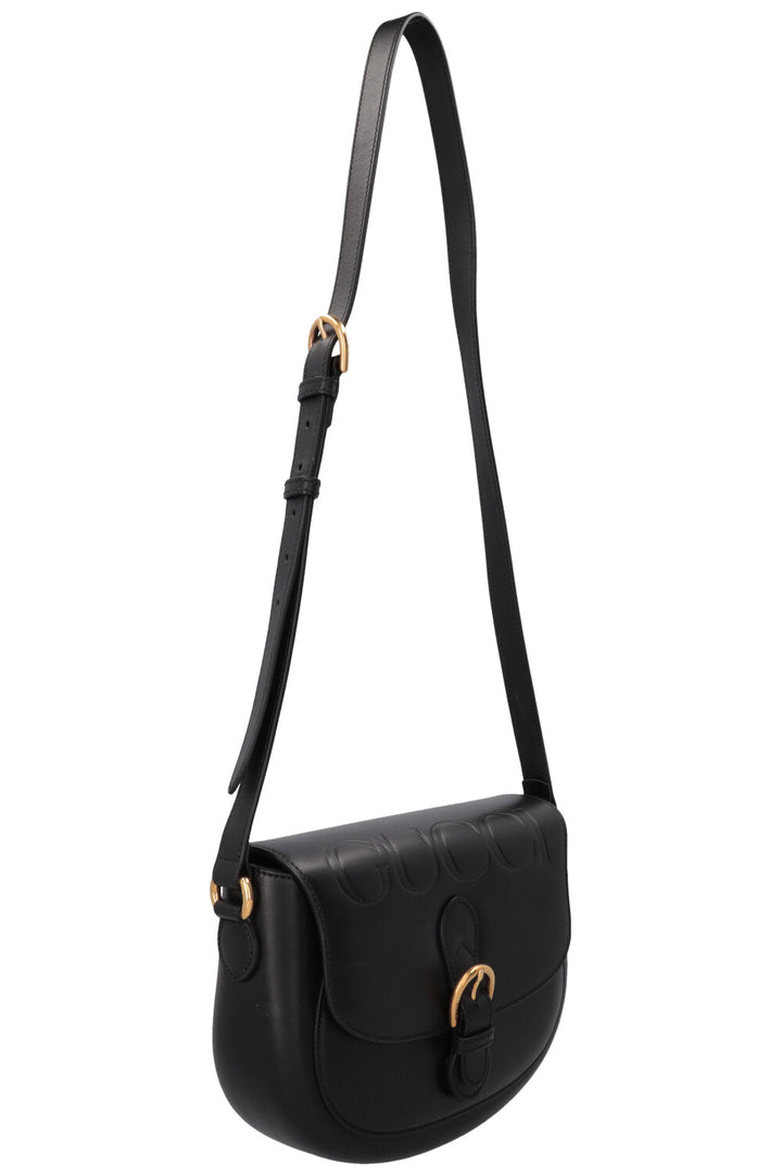 GUCCI Logo Crossbody Bag Leather Black