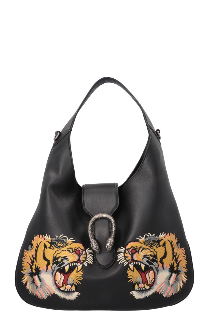 GUCCI Large Tiger Dionysus Hobo Bag Black