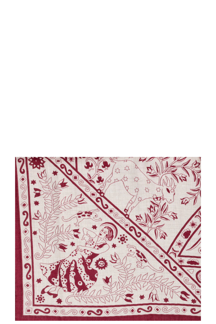 HERMÈS Peuple Du Vent 140 Scarf Cashmere Beige Fuchsia