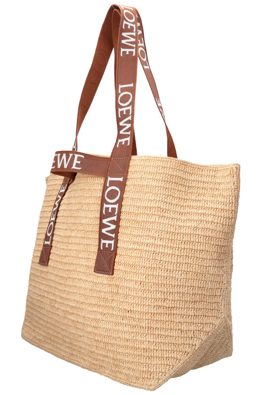 LOEWE Fold Shopper en raphia beige