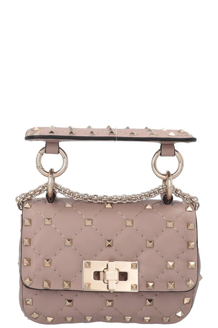 Sac bandoulière VALENTINO Rockstud Spike Micro à poignée supérieure, couleur nude