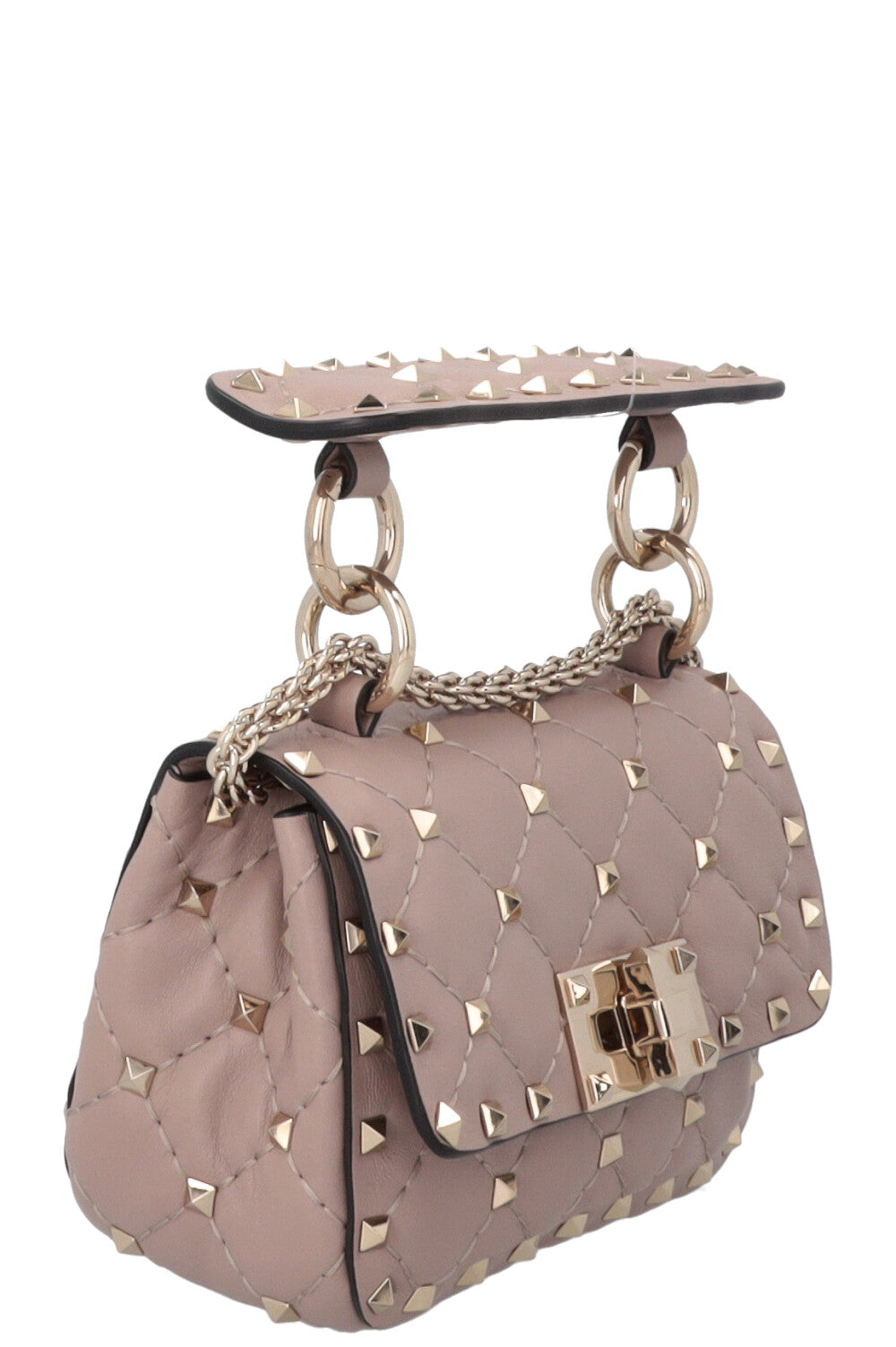 Sac bandoulière VALENTINO Rockstud Spike Micro à poignée supérieure, couleur nude