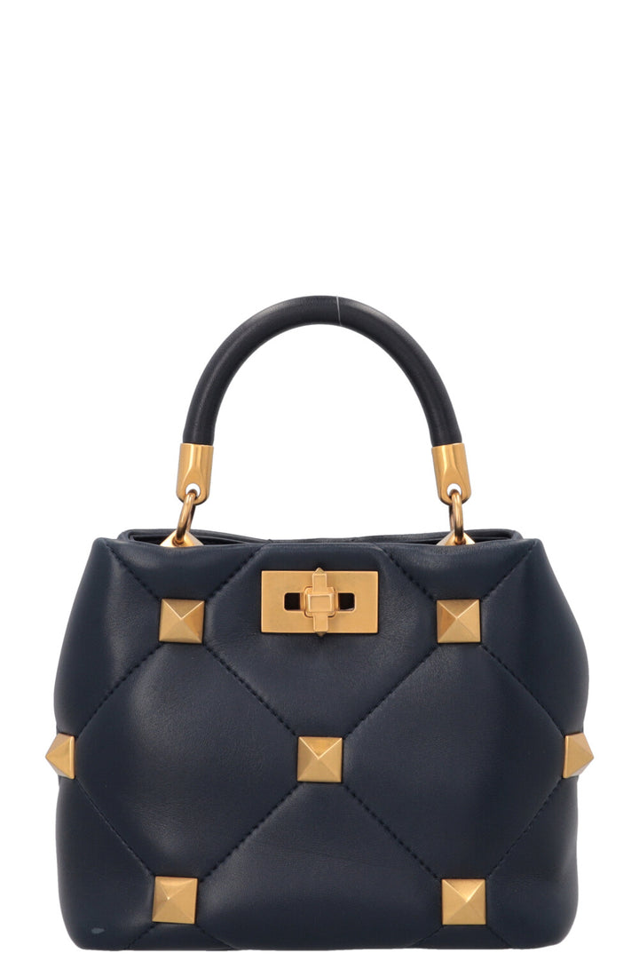VALENTINO Roman Stud The Handle Bag Small Navy