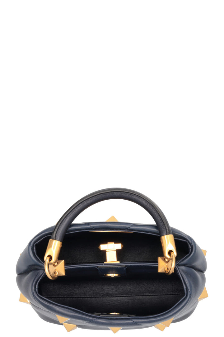 VALENTINO Roman Stud The Handle Bag Small Navy