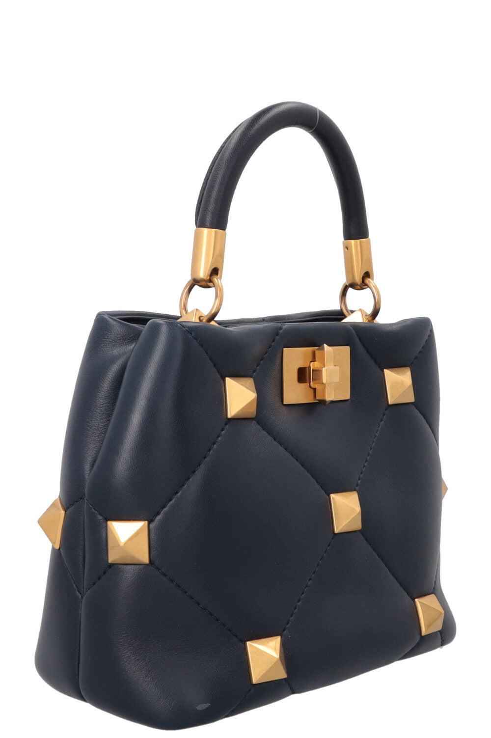 VALENTINO Roman Stud The Handle Bag Small Navy