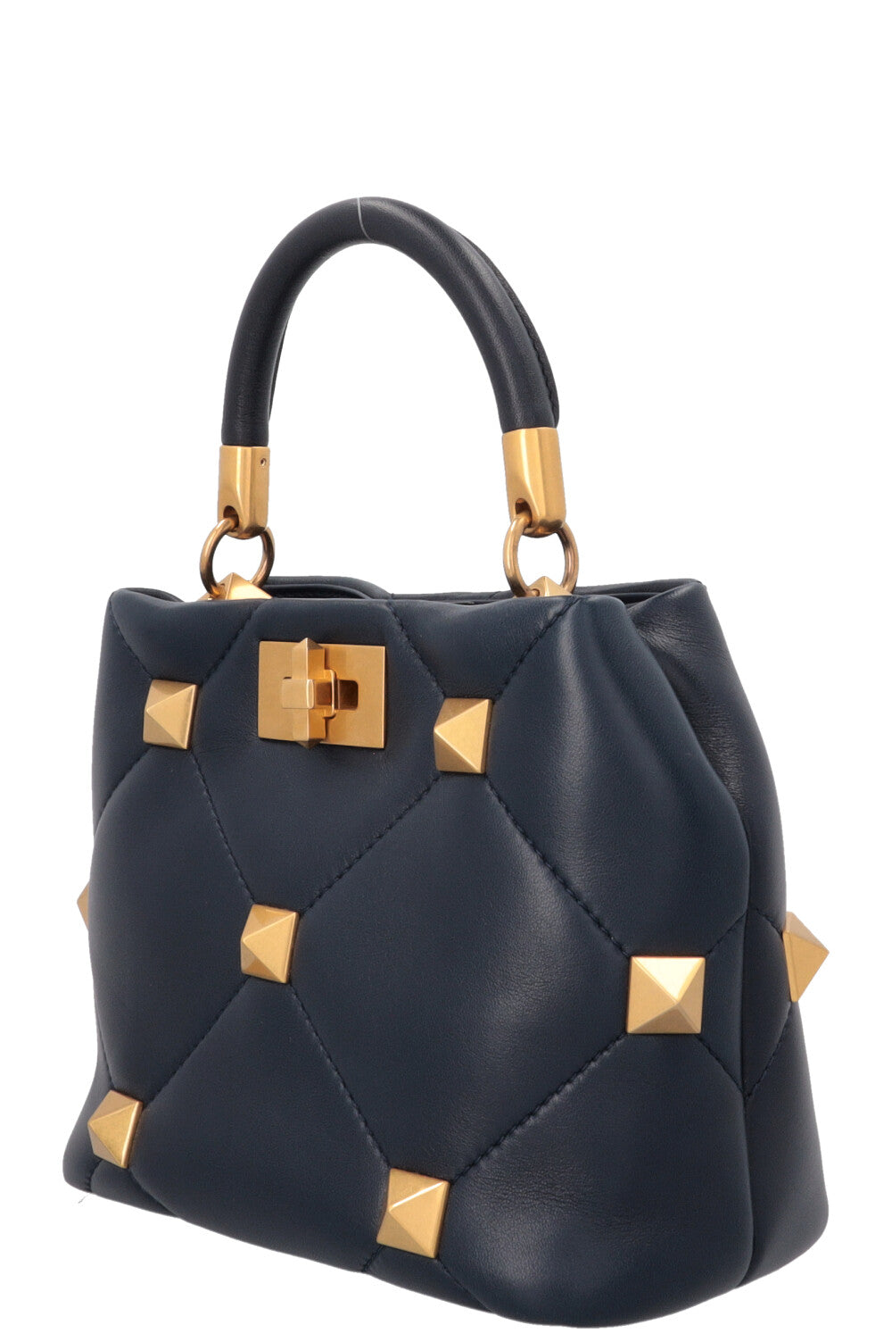 VALENTINO Roman Stud The Handle Bag Small Navy