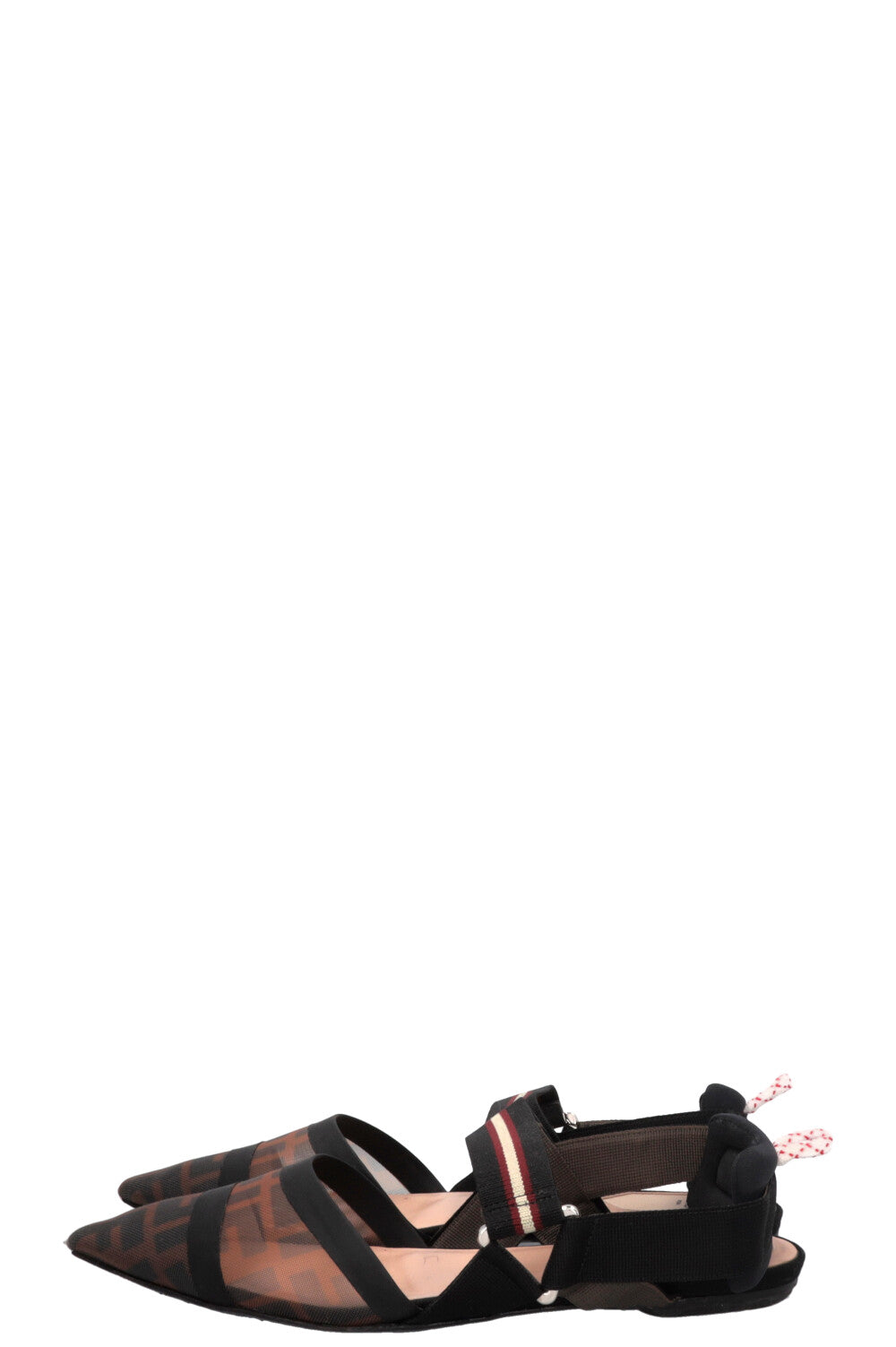 FENDI Colibri FF Motif Slingback Flats Brown