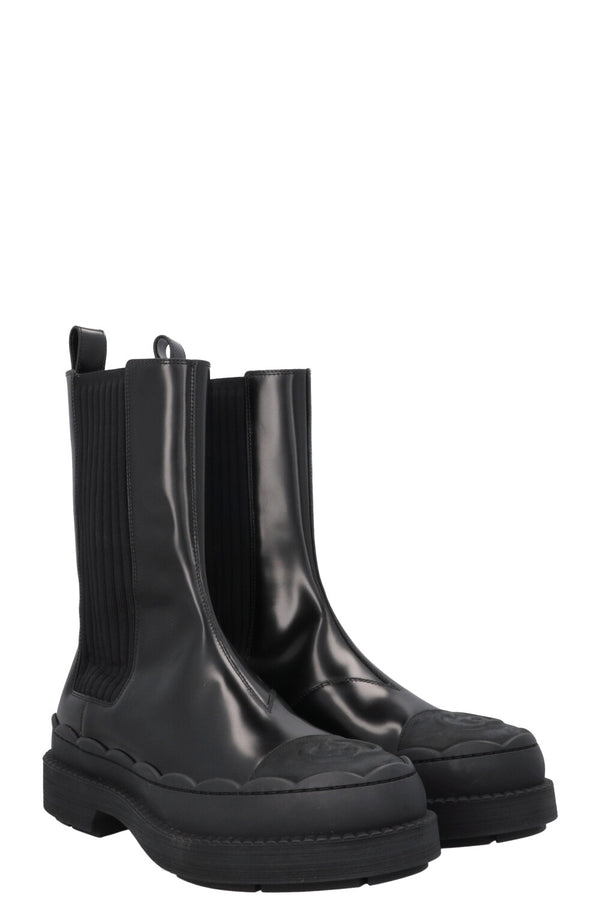 Bottines chaussettes GUCCI à logo G entrelacé noires
