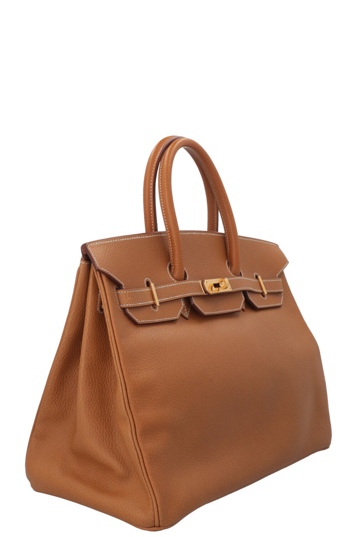 HERMÈS Birkin 35 Retourne Vache Ardennes Or