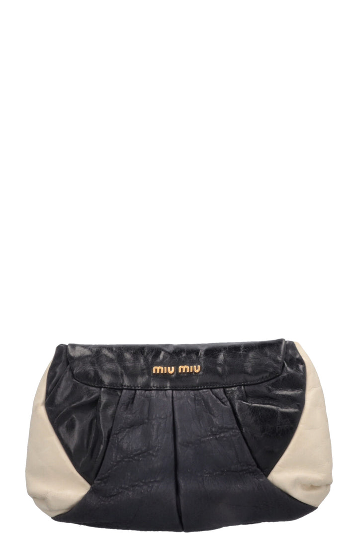 MIU MIU Clutch Leather Navy Ivory